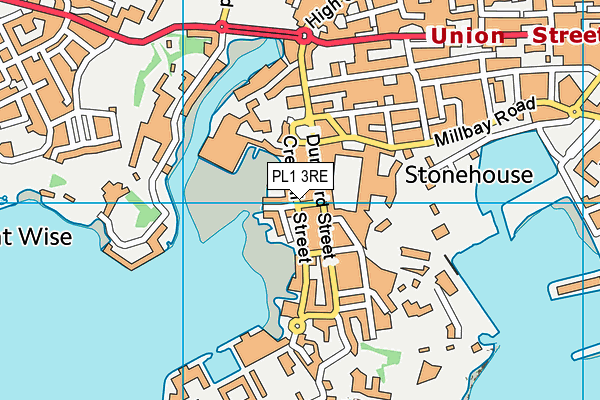 PL1 3RE map - OS VectorMap District (Ordnance Survey)