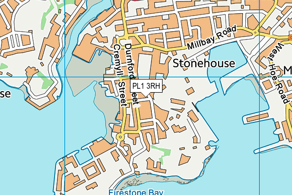 PL1 3RH map - OS VectorMap District (Ordnance Survey)
