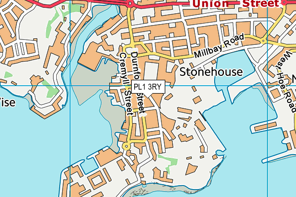 PL1 3RY map - OS VectorMap District (Ordnance Survey)