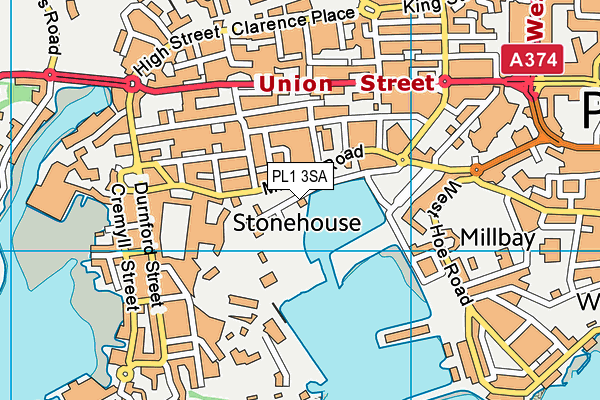 PL1 3SA map - OS VectorMap District (Ordnance Survey)