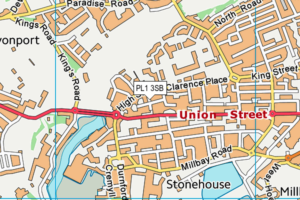 PL1 3SB map - OS VectorMap District (Ordnance Survey)