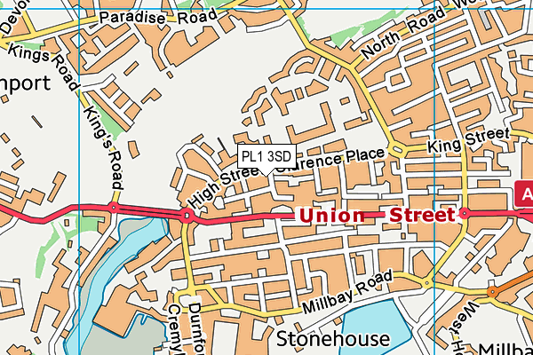 PL1 3SD map - OS VectorMap District (Ordnance Survey)