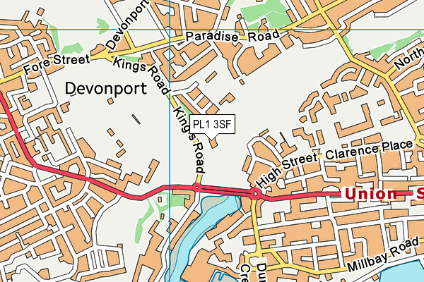 PL1 3SF map - OS VectorMap District (Ordnance Survey)