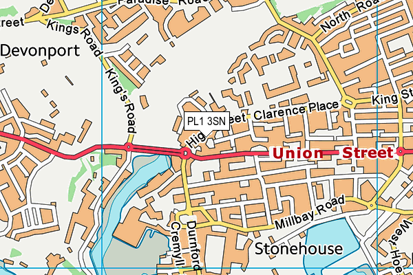 PL1 3SN map - OS VectorMap District (Ordnance Survey)