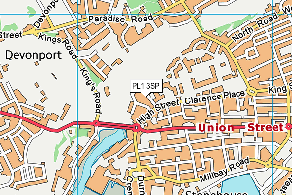 PL1 3SP map - OS VectorMap District (Ordnance Survey)