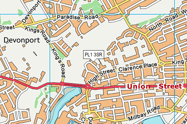 PL1 3SR map - OS VectorMap District (Ordnance Survey)