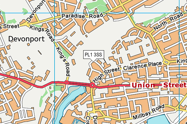 PL1 3SS map - OS VectorMap District (Ordnance Survey)