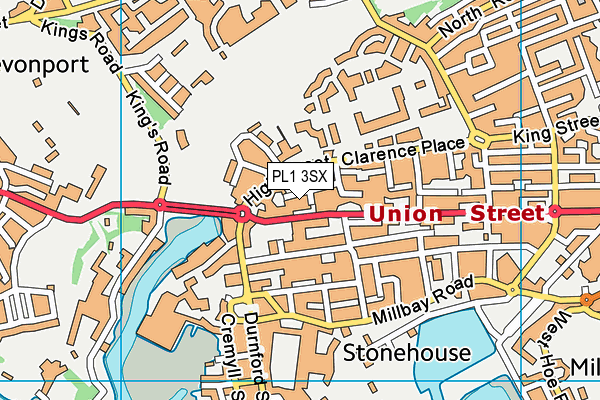 PL1 3SX map - OS VectorMap District (Ordnance Survey)