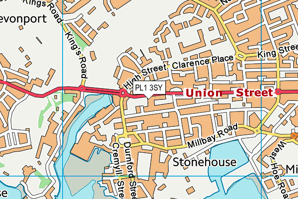 PL1 3SY map - OS VectorMap District (Ordnance Survey)