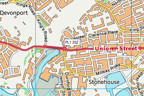 PL1 3SZ map - OS VectorMap District (Ordnance Survey)