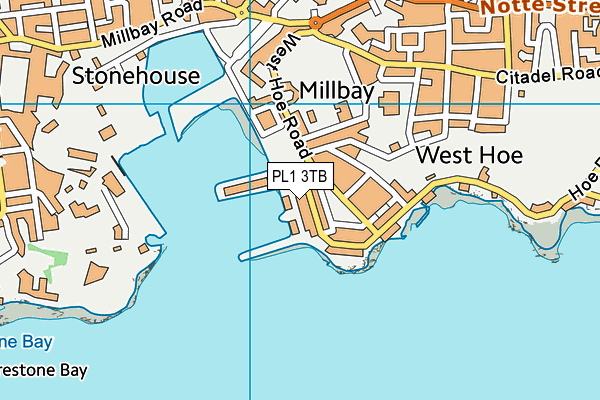 PL1 3TB map - OS VectorMap District (Ordnance Survey)