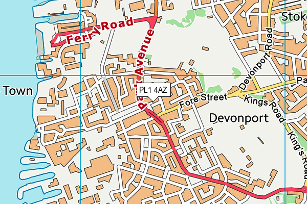 PL1 4AZ map - OS VectorMap District (Ordnance Survey)