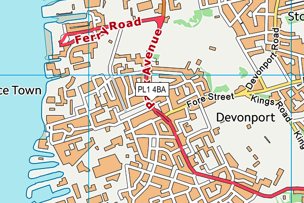 PL1 4BA map - OS VectorMap District (Ordnance Survey)