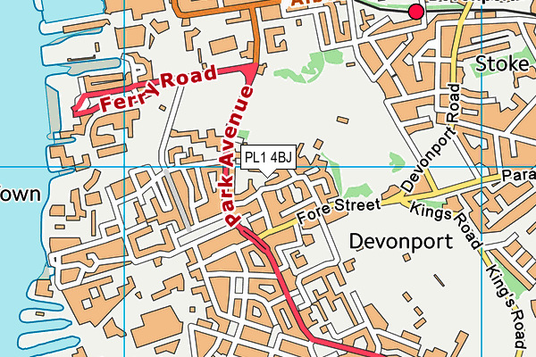 PL1 4BJ map - OS VectorMap District (Ordnance Survey)