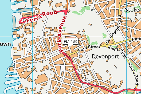 PL1 4BR map - OS VectorMap District (Ordnance Survey)