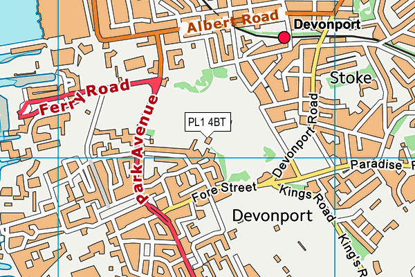 PL1 4BT map - OS VectorMap District (Ordnance Survey)