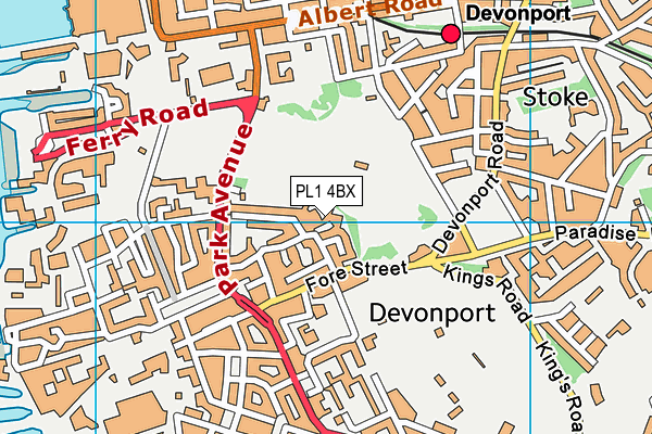 PL1 4BX map - OS VectorMap District (Ordnance Survey)