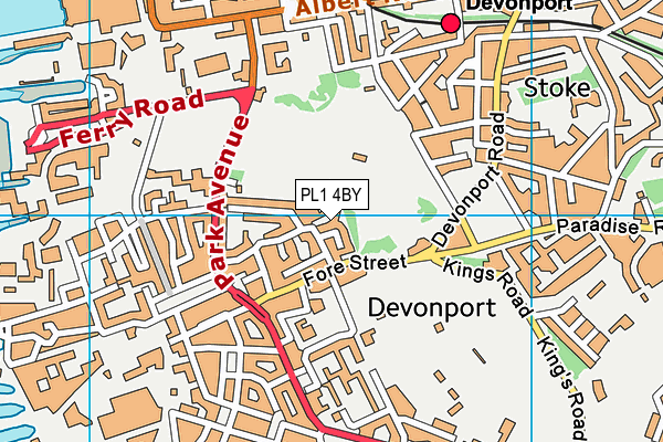 PL1 4BY map - OS VectorMap District (Ordnance Survey)