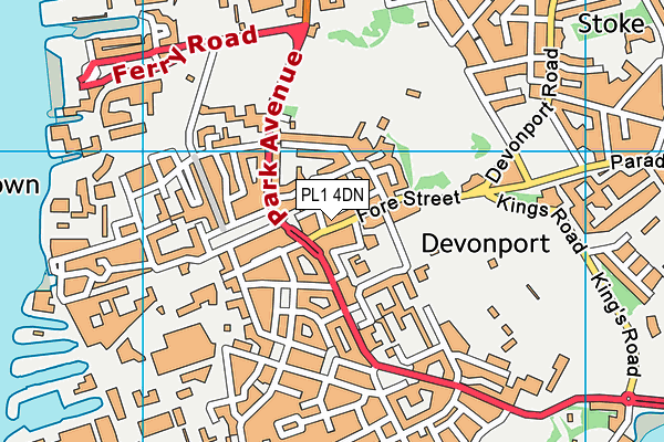 PL1 4DN map - OS VectorMap District (Ordnance Survey)