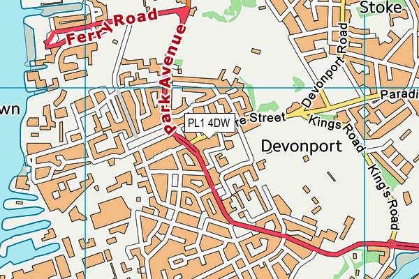 PL1 4DW map - OS VectorMap District (Ordnance Survey)