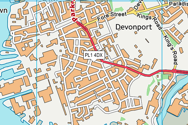 PL1 4DX map - OS VectorMap District (Ordnance Survey)