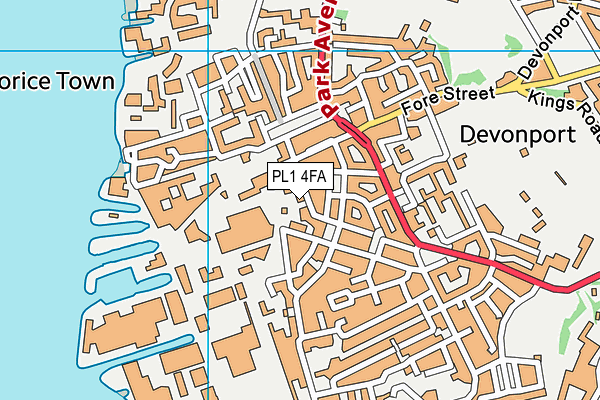 PL1 4FA map - OS VectorMap District (Ordnance Survey)