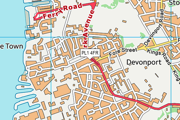 PL1 4FR map - OS VectorMap District (Ordnance Survey)