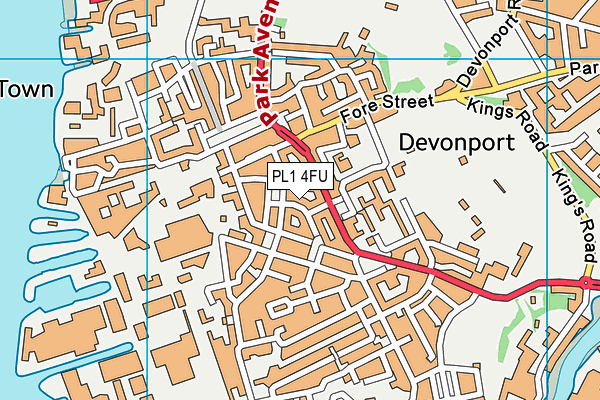 PL1 4FU map - OS VectorMap District (Ordnance Survey)