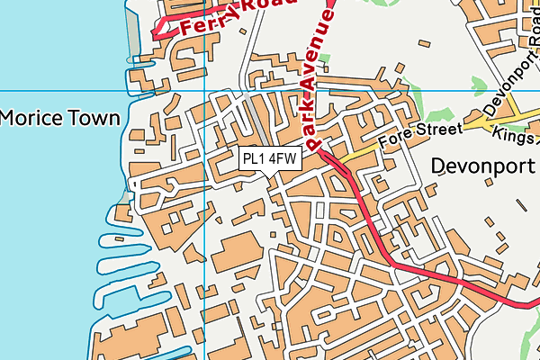 PL1 4FW map - OS VectorMap District (Ordnance Survey)