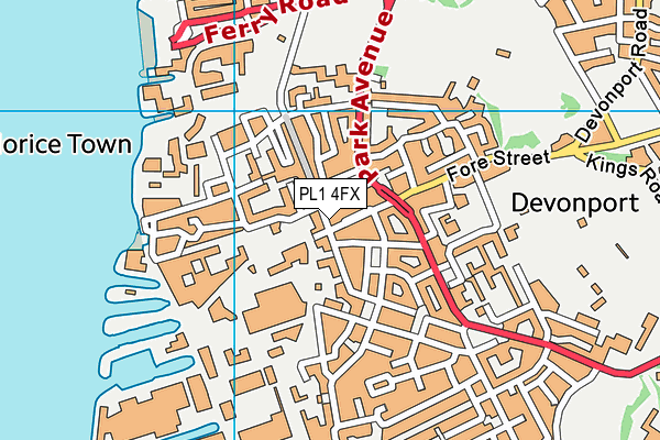 PL1 4FX map - OS VectorMap District (Ordnance Survey)