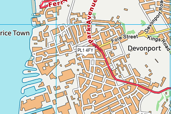 PL1 4FY map - OS VectorMap District (Ordnance Survey)