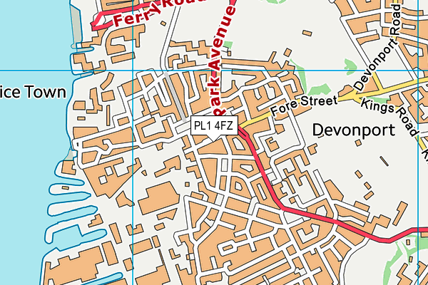 PL1 4FZ map - OS VectorMap District (Ordnance Survey)