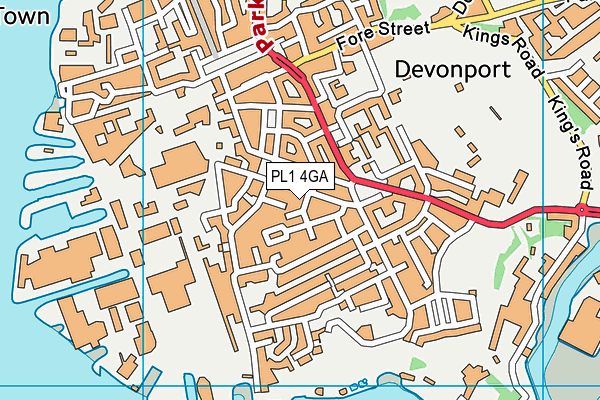 PL1 4GA map - OS VectorMap District (Ordnance Survey)