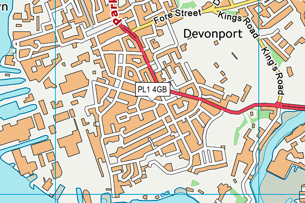 PL1 4GB map - OS VectorMap District (Ordnance Survey)