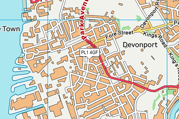 PL1 4GF map - OS VectorMap District (Ordnance Survey)