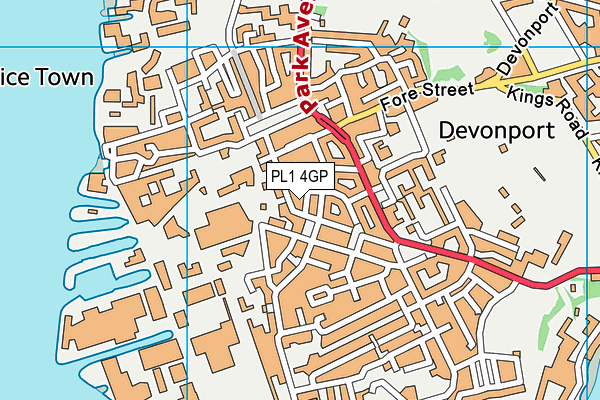 PL1 4GP map - OS VectorMap District (Ordnance Survey)