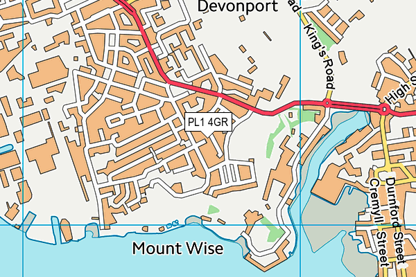 PL1 4GR map - OS VectorMap District (Ordnance Survey)