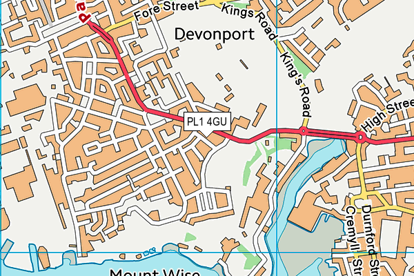 PL1 4GU map - OS VectorMap District (Ordnance Survey)
