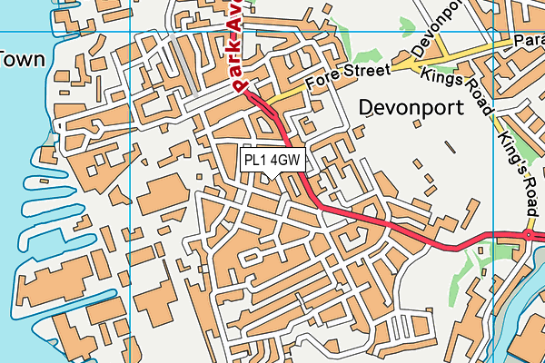 PL1 4GW map - OS VectorMap District (Ordnance Survey)