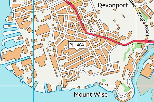 PL1 4GX map - OS VectorMap District (Ordnance Survey)