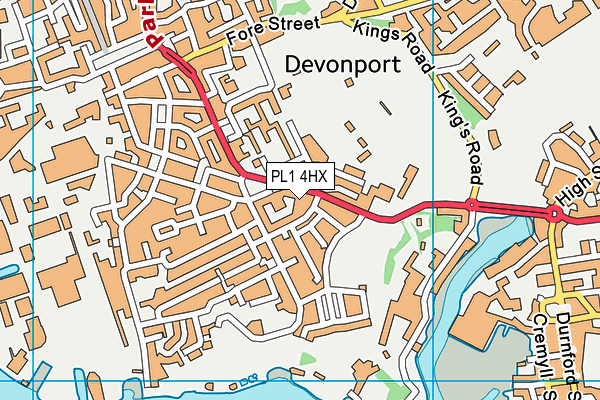 PL1 4HX map - OS VectorMap District (Ordnance Survey)