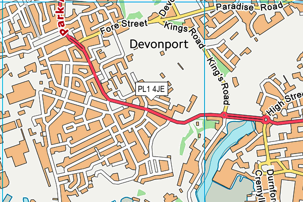 PL1 4JE map - OS VectorMap District (Ordnance Survey)