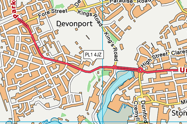 PL1 4JZ map - OS VectorMap District (Ordnance Survey)