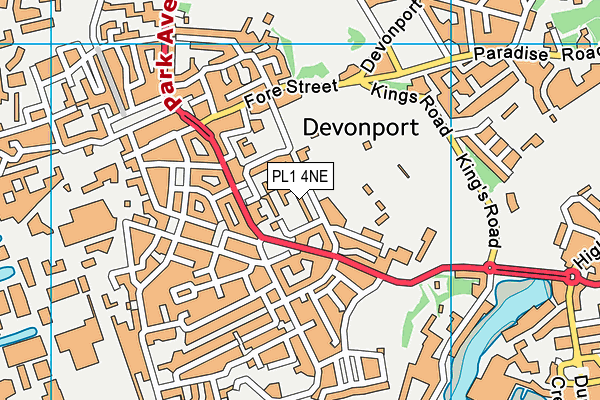 Brickfields Sports Centre map (PL1 4NE) - OS VectorMap District (Ordnance Survey)