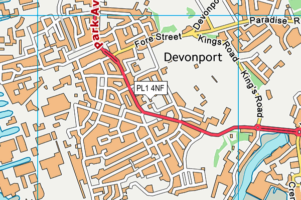 PL1 4NF map - OS VectorMap District (Ordnance Survey)