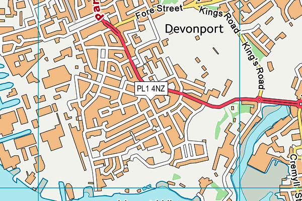 PL1 4NZ map - OS VectorMap District (Ordnance Survey)