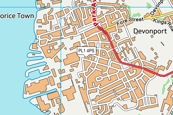 PL1 4PS map - OS VectorMap District (Ordnance Survey)