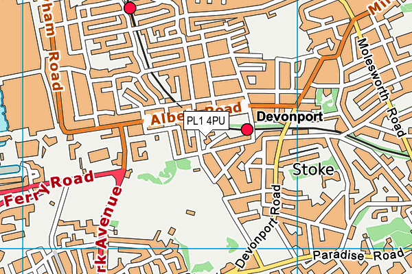 PL1 4PU map - OS VectorMap District (Ordnance Survey)