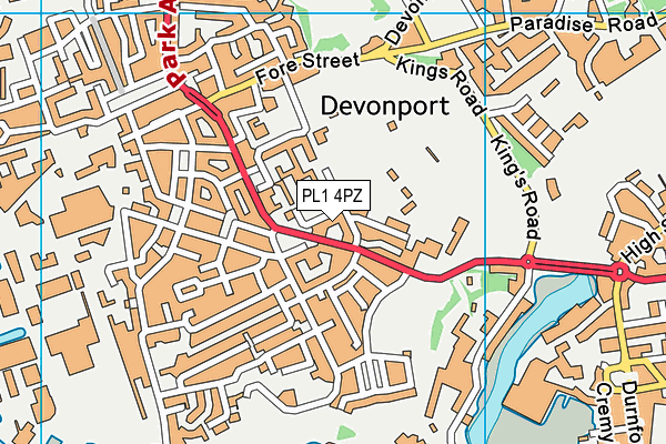 PL1 4PZ map - OS VectorMap District (Ordnance Survey)