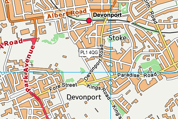 PL1 4QG map - OS VectorMap District (Ordnance Survey)